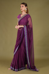 Wine Embroidered Net SareeDSC05402 2